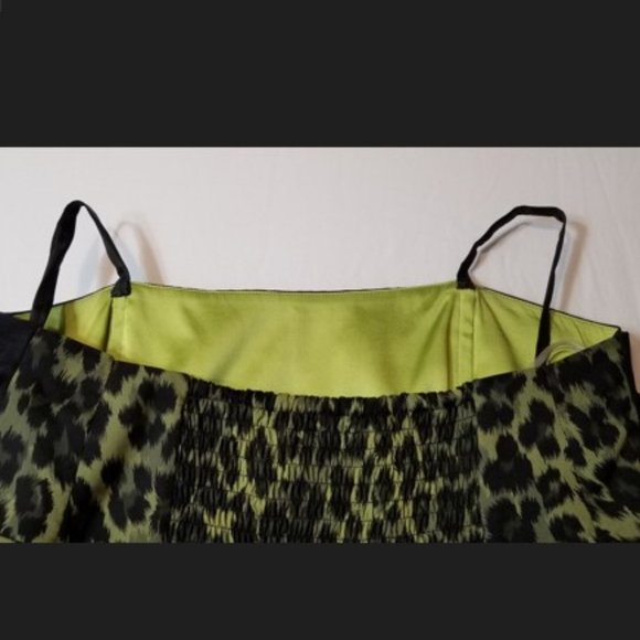 Alice + Olivia Silk Green Leopard Strapless Dress Size Small - Picture 7 of 8